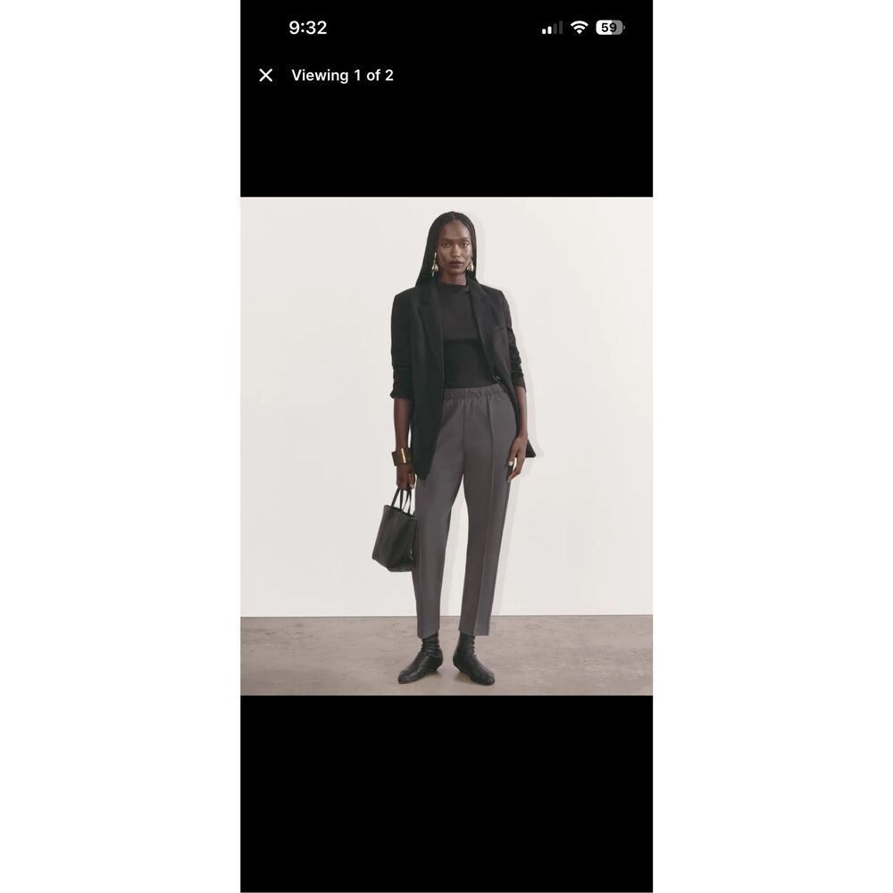 Everlane Dream Cotton Pants Front Seam Drawstring Gray Blue Sz M Modal Cotton El
